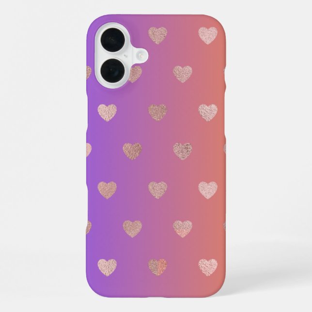 Roségold-Herzmuster-iPhone-16-Case. iPhone 16 Plus Hülle (Rückseite)