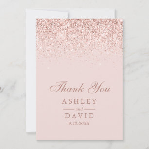 Roségold Konfetti Blushrosa Moderne Hochzeit Dankeskarte