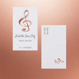 Roségold-Look Violinschlüssel - Musiklehrer Visitenkarte