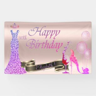 Roségold, Luftballons, Glas, Absatz, Glitterkleid Banner