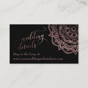 Rosegold Mandala Black Wedding Details Beipackkart Begleitkarte