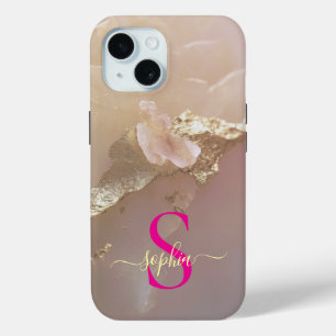 Roségold-Marmor-Gold-Glitter-Monogramm Case-Mate iPhone Hülle