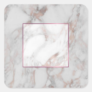 Roségold-Marmor Individuelle Elegante Leere Vorlag Quadratischer Aufkleber