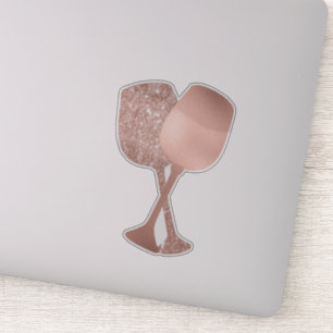 Roségold-Metallic-Glitter-Folie-Weingläser Aufkleber
