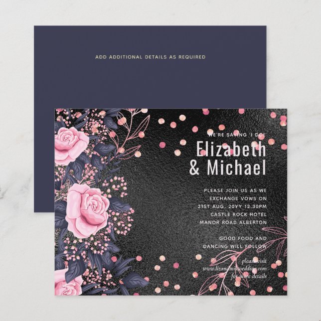 Rosegold Metallic WEDDING Glitzer Look (Vorne/Hinten)