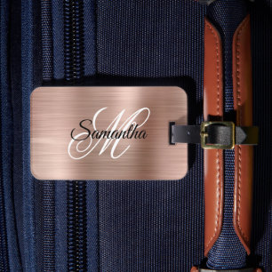 Roségold Metallisch Fancy Monogramm Gepäckanhänger