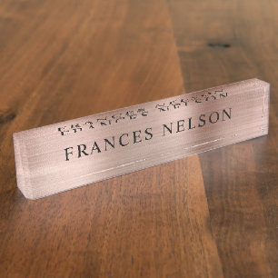 Roségold-Metalloptik Stylisch Serif Namensplakette