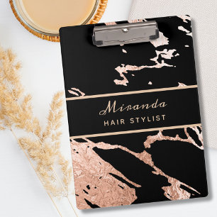 Roségold minimalistischer Luxus rosa Marmormuster  Klemmbrett