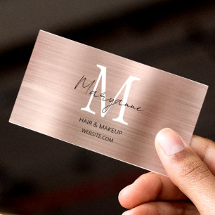Roségold-Monogramm Elegant Modern Visitenkarte