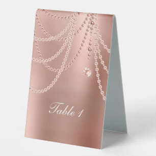 Roségold Perlen Diamanten Hochzeit Tischaufsteller