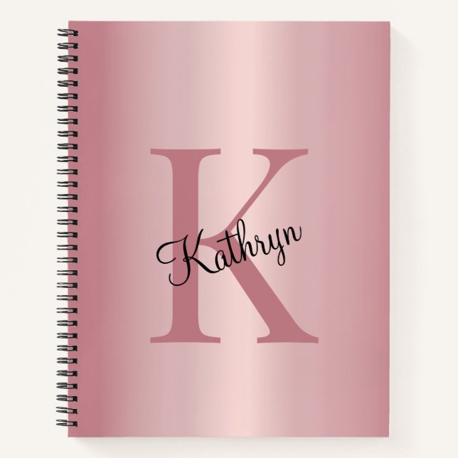 Roségold personalisiertes Monogramm  Notizbuch (Vorderseite)