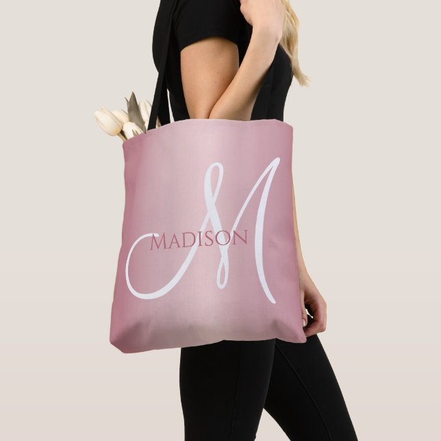 Roségold personalisiertes Monogramm  Tasche (Von Nahem)