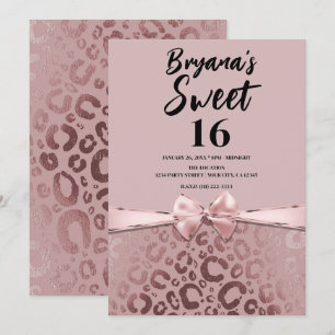Roségold Pink Glam Leoparden Druck Sweet 16 Einladung
