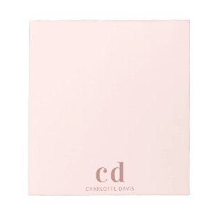 Roségold pink glam Monogramm minimalistisch Notizblock