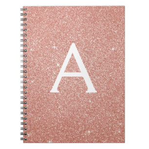 Roségold-pink glänzendes Monogramm-Notizbuch Notizblock