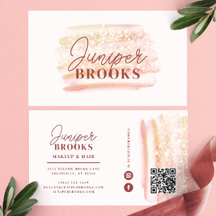 Roségold-pink glitzernder Social-Media-QR-Code Visitenkarte