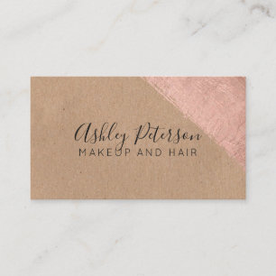 Roségold-Pinselstrich-Kraft-Haar-Makeup-Typografie Visitenkarte