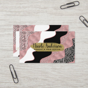 Roségold Rosa Abstrakte Welle Modern Glamourös Tre Visitenkarte