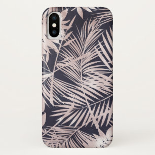 Roségold Rosa Dunkle Tropische Palmbaumblätter Case-Mate iPhone Hülle