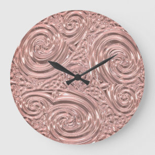 Roségold rosa elegante viktorianischer Art Nouveau Große Wanduhr