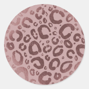 Roségold Rosa Glam Leopardenprint Party Runder Aufkleber