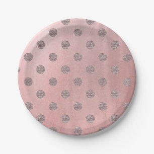 Roségold Rosa Glanz Glamour Punkte Modern Chic Pappteller