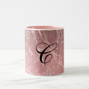 Roségold Rosa Moderne Trendige Glamouröse Marmor C Zweifarbige Tasse