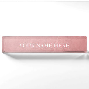 Roségold Rosa Moderne Trendige Minimalistische Ele Namensplakette