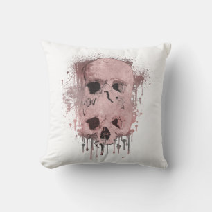 Roségold-Rosa-Totenkopf-Tropf-Tintenfleck-Grafik Kissen