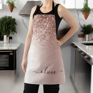 Roségold - Rosafarbenes Glitter-Metall-Monogramm-N Schürze