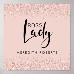 Roségold Rouge Glitter Chefin Personalisiert Poster