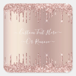 Roségold-Rouge Glitter-Funkeln-Tröpfchen Benutzerd Quadratischer Aufkleber
