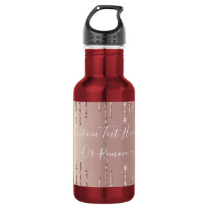 Roségold-Rouge Glitter Funkeln Tropfen Benutzerdef Edelstahlflasche