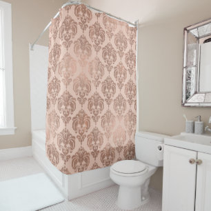 Roségold-Rouge Modern Glam Damast Duschvorhang