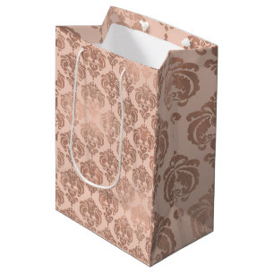 Roségold-Rouge Modern Glam Damast Mittlere Geschenktüte