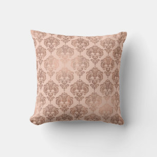 Roségold-Rouge zartrosa moderne Glamour-Damaskus Kissen