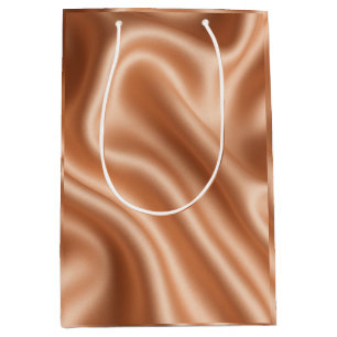 Roségold-Satin-Seide-Abstract-Luxus-Muster Mittlere Geschenktüte