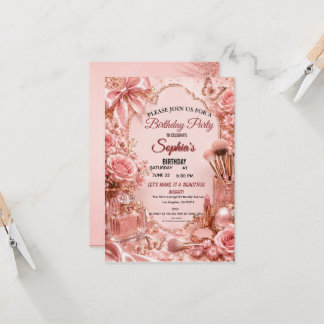 Roségold-Schönheits-Glam-Geburtstagsfeier Karte