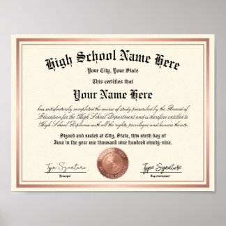 Roségold-Siegel High School Diploma, Homeschooling Poster