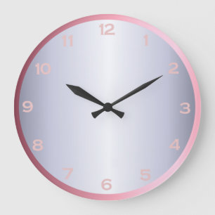 Rosegold Silver Pink Foil Metallic Look Girly Große Wanduhr