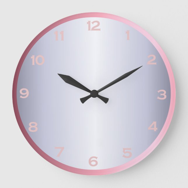 Rosegold Silver Pink Foil Metallic Look Girly Große Wanduhr (Vorderseite)