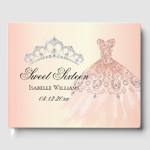 Roségold Sweet Sixteen 16. Geburtstag Personalisie Gästebuch