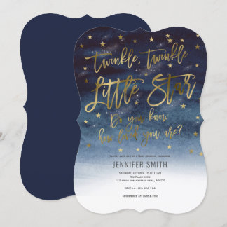 Rosegold, Twinkle Twinkle Little Stars, Babydusche Einladung