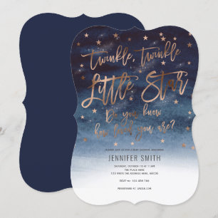 Rosegold, Twinkle Twinkle Little Stars, Babydusche Einladung