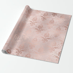 Roségold und Blush Damast Geschenkpapier