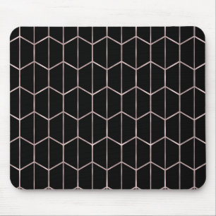 Roségold und schwarzer schicker Sechseck geometris Mousepad