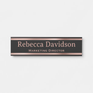 Roségold und schwarzes elegantes Bürotürschild Türschild