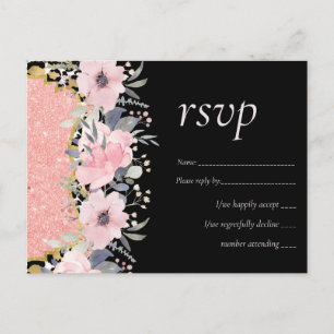 Rosegold WEDDING Girly Pink Glitzer Glam Postkarte
