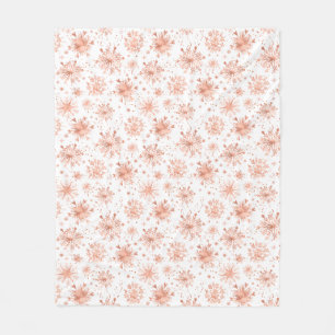 Roségold-Winter-Schneeflocken auf Weiß Fleecedecke