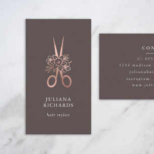 Roségoldene elegante Schere Friseur Geschäfts C Visitenkarte